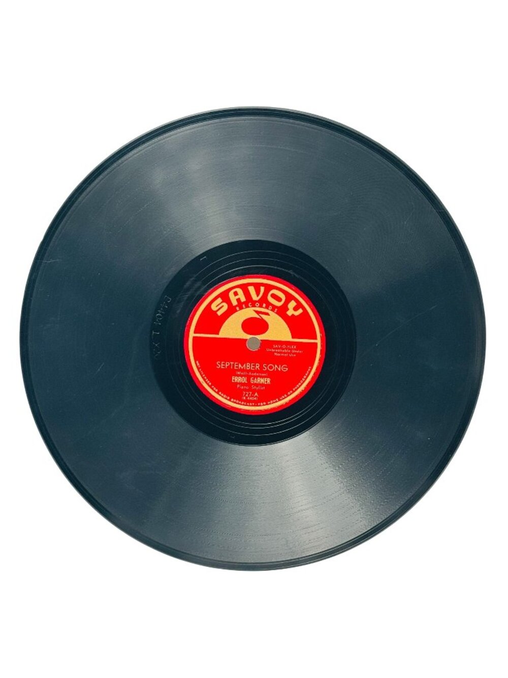 Erroll Garner September Song 10 Inch Shellac 78 RPM Savoy Records 727 VG